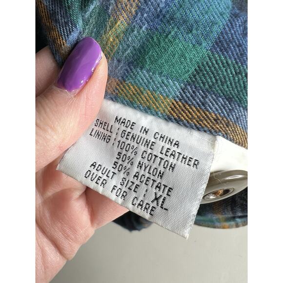 Vintage Merit Awards Genuine Leather Tan & Green Jacket Men’s Size XL - Picture 13 of 14